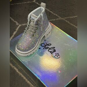 Lola + The Boys Glitter Boots - Silver